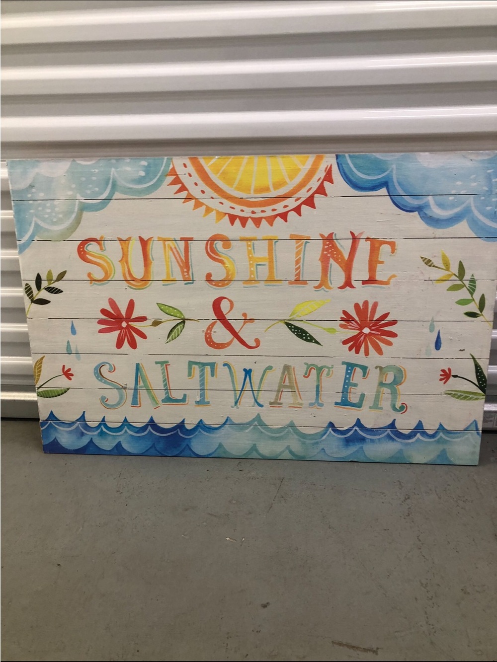 Pottery Barn Teen Sunshine & Saltwater Multicolor Wooden Plaque